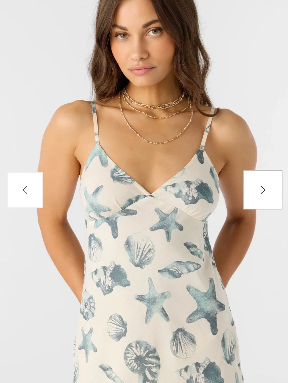 O’Neil Cream Maxi Dress with Blue Sea Shell Print